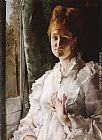 Alfred Stevens Canvas Paintings - Portrait of a Woman in White